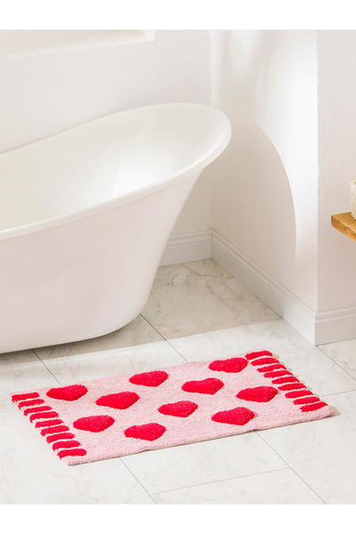 LC Waikiki New Mixed Heart Printed Plush Bath Mat 50X80 cm City
