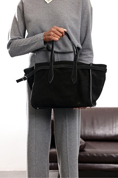 5in1Canpolat Black London Suede Leather Bag 7976