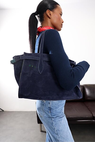 5in1Canpolat Lacivert London Süet Deri Çanta 7976