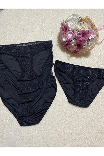 Merzu kadın önü dantelli siyah kilot 6 lıgönderim