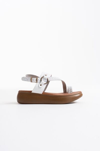 aczagul butik Likya White Genuine Leather Sandals