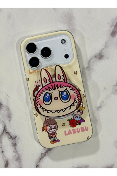 HYPERSOFT Iphone 16 Pro (6.3 inç) Uyumlu Stant Olabilen Popsocketli Desenli S...