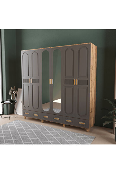 Teen & Bright DOVA 6 KAPAKLI ÇEKMECELİ GARDIROP - MDF KAPAK