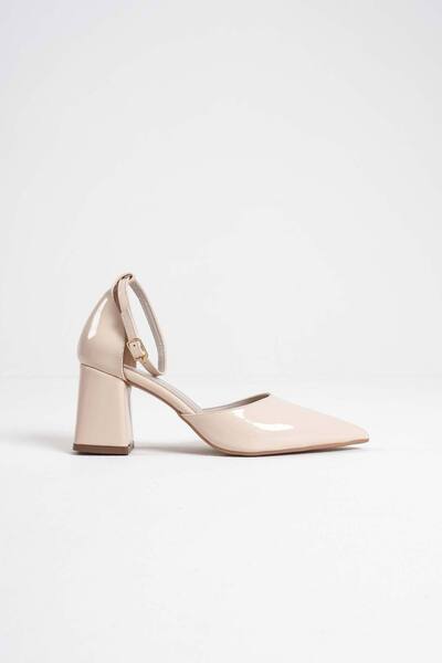 aczagul butik Doren Beige Patent Leather Women's Heeled Shoes