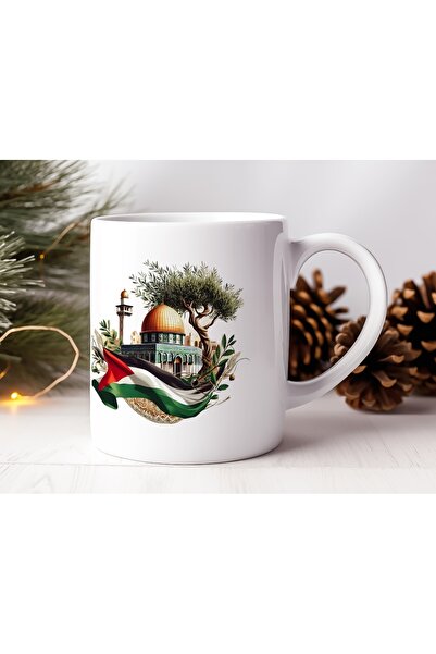 Beramussa كوب بتصميم إسلامي روحاني يحمل شعار قبة الصراة في القدس وعلم فلسطين