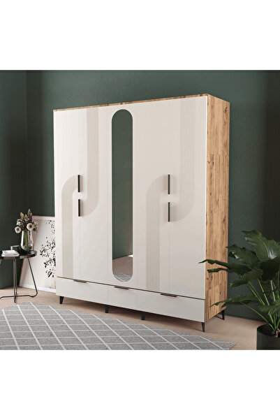 Teen & Bright EKİN 5 KAPAKLI ÇEKMECELİ GARDIROP - MDF KAPAK