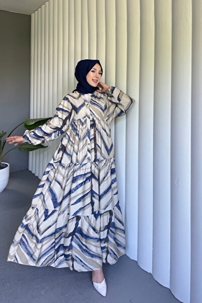 Nsade Ensade Women's Hijab Dress with Glitter Pattern, Buttoned Long Dress, C...