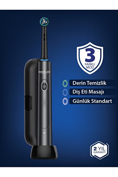 Wohler 3 Modlu Değiştirilebilir Başlıklı Şarj Edilebilir Elektrikli Diş Fırçası - Siyah
