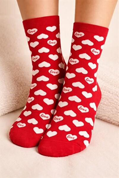 Katia&Bony Women's Heart Patterned Socks Red
