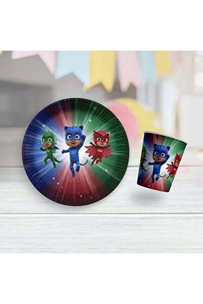 MFM Pj Mask Themed Plate and Cup Set for 8 People