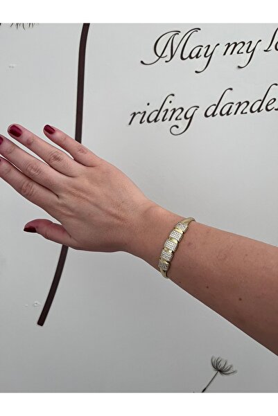 shop TAŞLI KUYUMCU MODEL PARLAK IŞILTILI GOLD MARKA MODEL KELEPÇE BİLEZİK PAS...