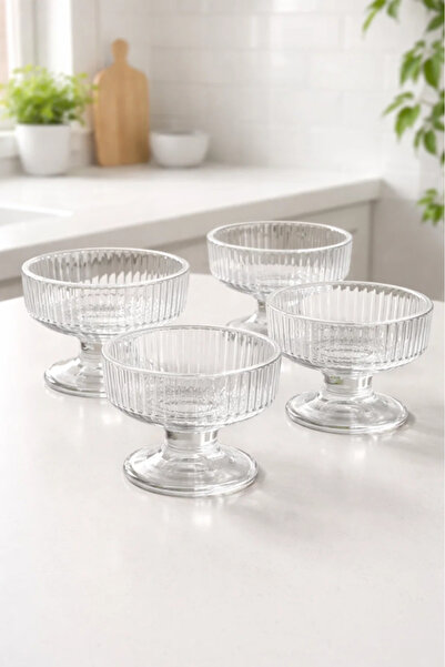 Urbanza 4-Piece Elegant Glass Dessert Cup Set with Footed Base