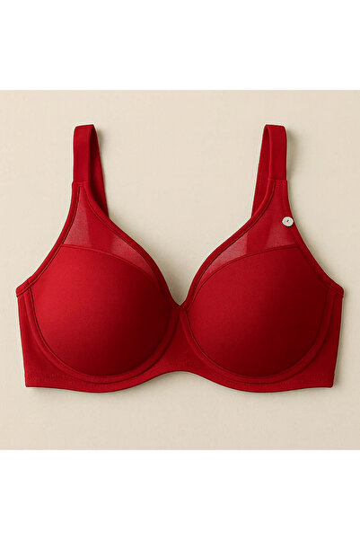 TAŞDELEN AVM Cansoy Lace Detailed C Cup Underwire Unpadded Gathered Bra