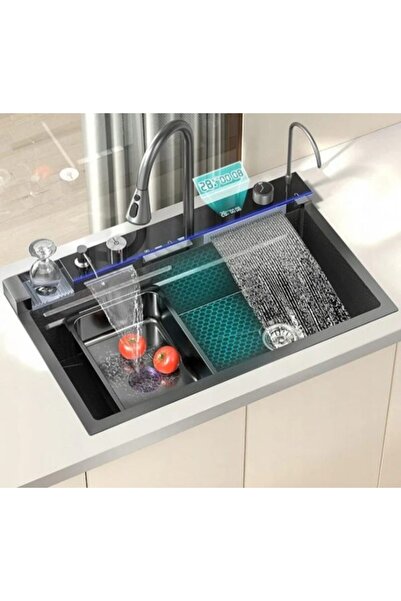 Generic Chiuvetă Bucătărie Inteligentă Multifuncțională cu 2 Cascade, LED și Jet pentru Pahare