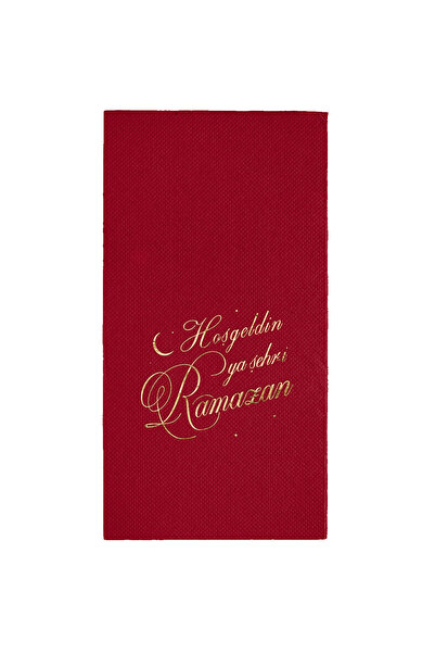 Story 40x40 Cm Altın Varak Hoşgeldin Ya Şehri Ramazan Desenli 16'lı Bordo Ren...