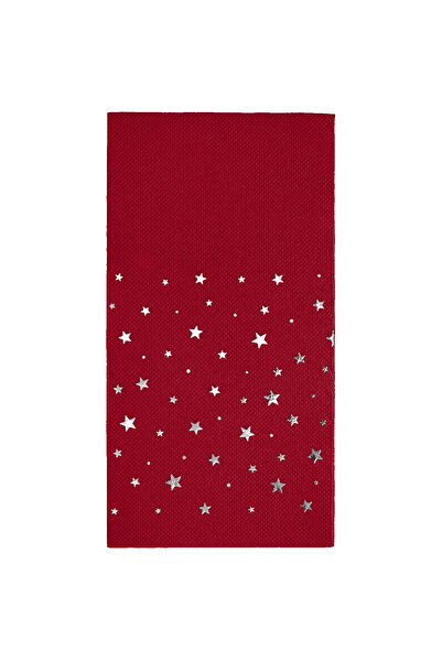 Story 40×40 سم مناديل ورقية فضية منقوشة بنجوم، 16 قطعة مناديل ورقية بلون أحمر...