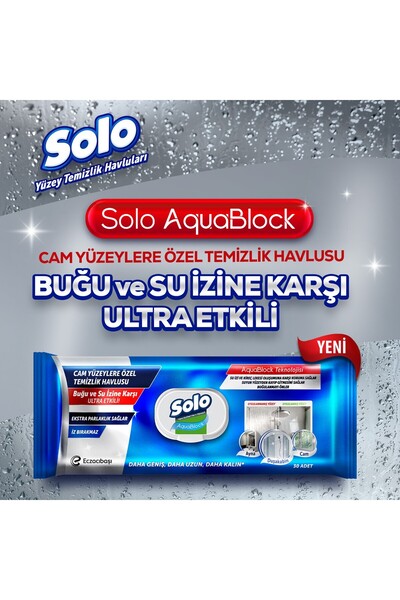Solo Aquablock Cam Yüzeylere Özel Temizlik Havlusu 30 Yaprak