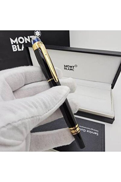 Montblanc Pen - Black Gold with Blue Stone