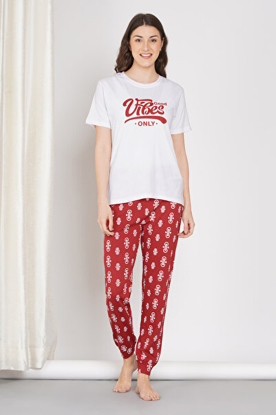 LAUREN SMITH Women's Pajama Set Short Sleeve Top with pants 2 Piece Sleepwear...