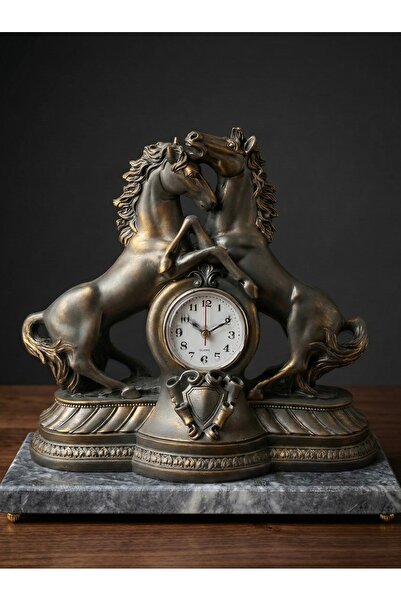 Elips Atlı Saat Mermerli 30x30 cm