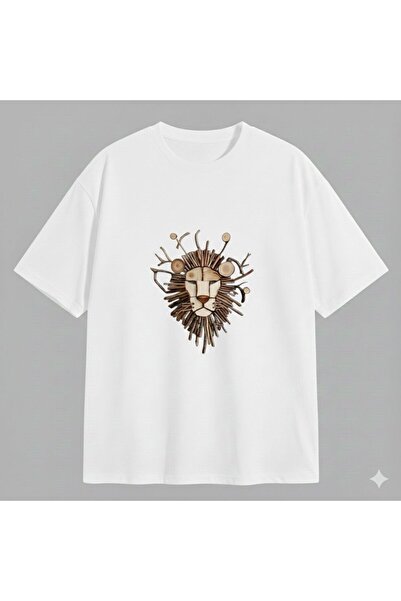 CLASSY.MODA Μοντέρνο έθνικ μπλουζάκι με στάμπα πορτρέτου λιονταριού, unisex, ...