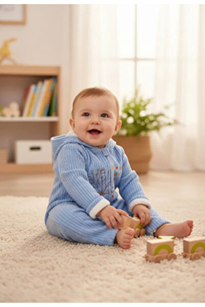 Babydola Combed Cotton Lined Hooded Zippered Baby Romper