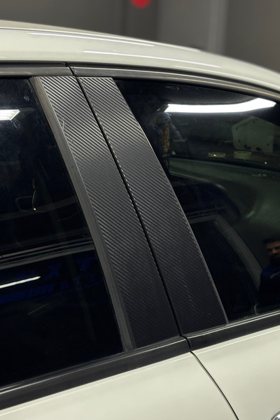 Banxtre Fiat Egea için Birebir Oturan Karbon Desenli Kapı Direk Sticker Seti ...