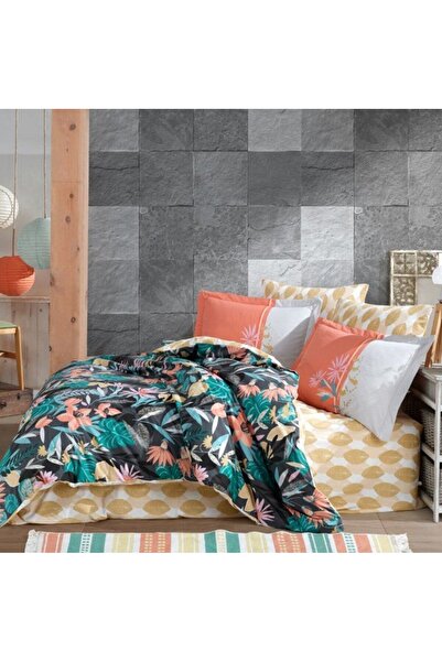 MarDyHome Kingsize Poplin Duvet Cover Monstera Orange