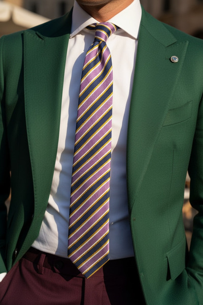 CROATE 100% Silk Italian Tie – 8cm Classic Lilac Striped