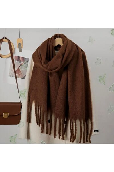 GRAZELLA Kahverengi Atkı Premium İthal Puffy Yumuşak Dokulu Şal Omuz Şalı Puf...
