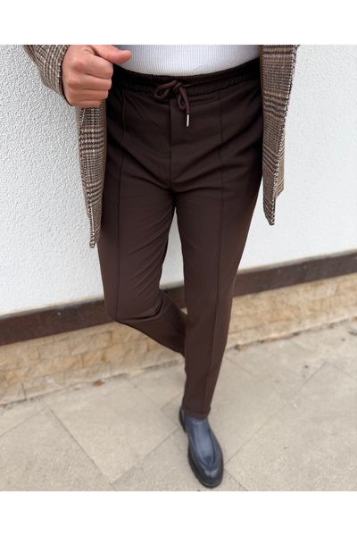 Avni Ceylan Diogonel Patterned Premium Slim Fit Men's Trousers