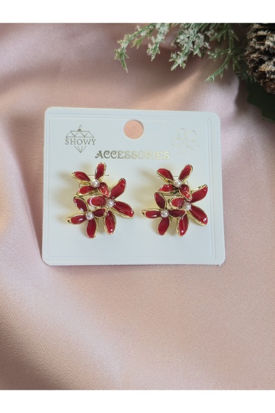 Glamluxe Enamel Flower Model Earrings
