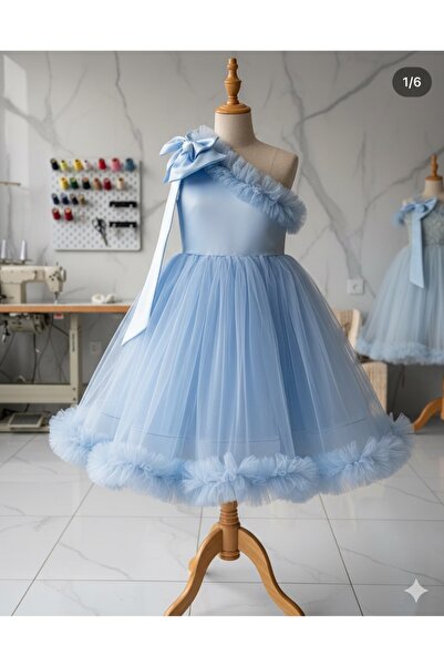 PERİLİ AYLİZ Anne-kız Özel Dikim Fyonk Detaylı Şık Model Abiye (kombin ayrı s...