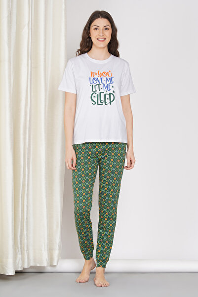 LAUREN SMITH Women's Pajama Set Short Sleeve Top with pants 2 Piece Sleepwear...