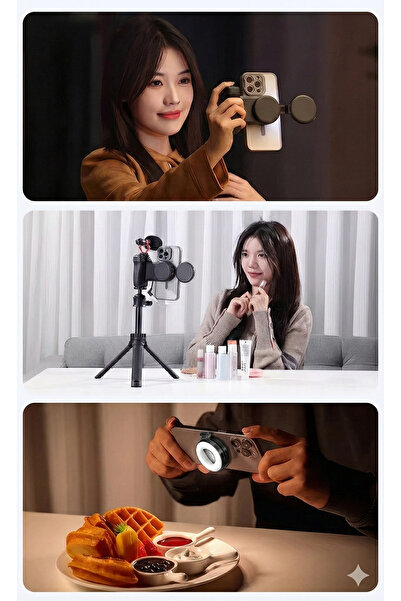 Zilvana MagSafe Uyumlu Manyetik Cep Telefonu Selfie Işığı 3 Renk Ayarlı Taşın...