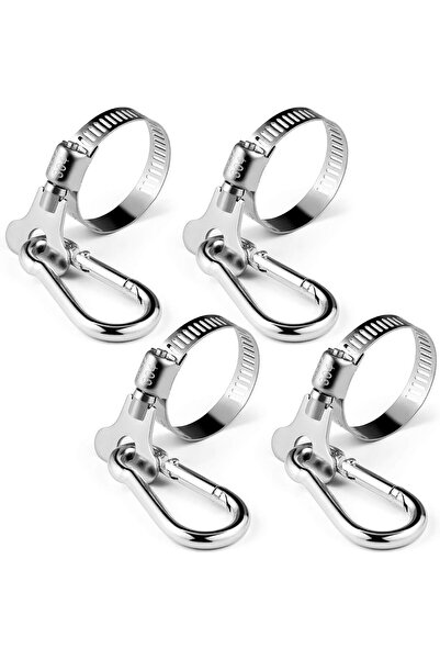 Generic مجموعة مشابك أعمدة الأعلام من الفولاذ المقاوم للصدأ من سونغتي، 4 قطع، مع حلقة تثبيت