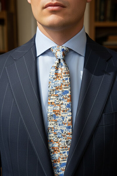 CROATE Italy Como City Digital Print Patterned Tie – 8 cm Italian Cut Special...