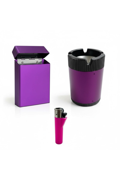 Han Tobacco 3 Lü Hediye Seti Metal Küllük + Metal sıgara Kutusu + Çakmak