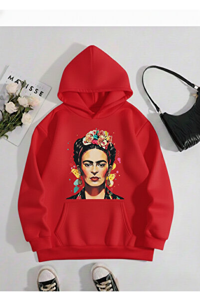 Mayer Butik Unisex Men/Women Frida Kahlo Colorful Custom Printed Cotton Oversized Hooded Sweatshirt