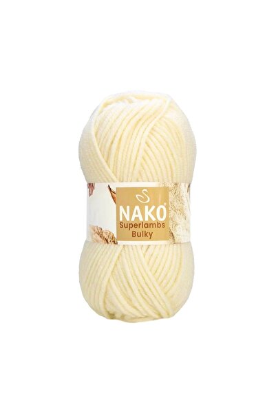 NAKO Süperlambs Bulky 6645 Krem Kalın Yünlü El Örgü İpi