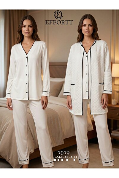 EM&FA TEKSTİL Pregnant Maternity Pajama Set with Robe