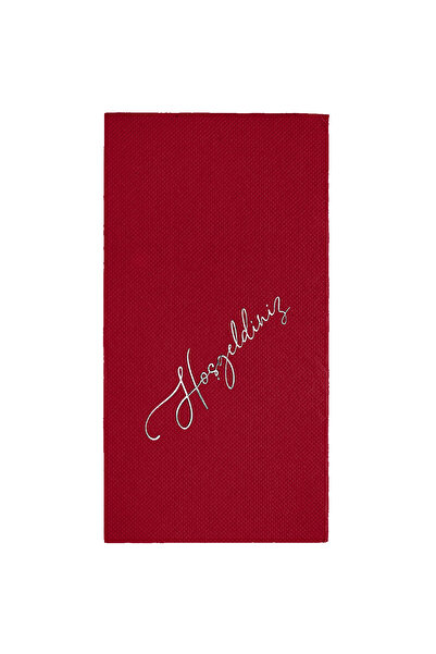 Story 40X40 cm Silver Foil Welcome Patterned Pack of 16 Burgundy Colored Pape...