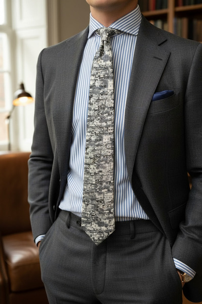 CROATE Italy Como City Digital Print Patterned Tie – 8 cm Italian Cut Special...