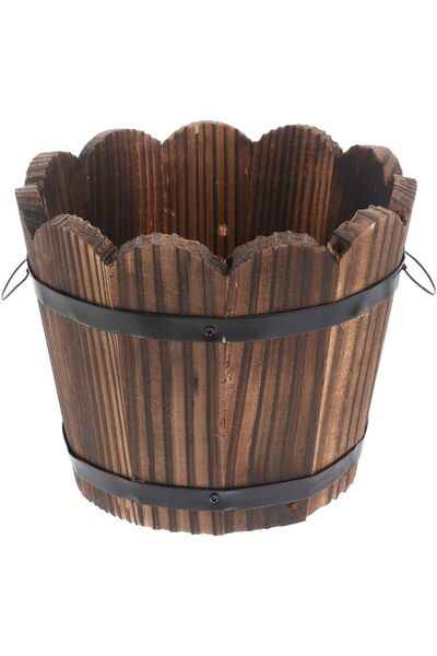 Generic وعاء زهور خشبي على شكل دلو