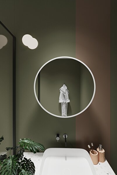 BELMO Odin Oval Aynalı Kapaklı Lavabo Üstü Banyo Dolabı