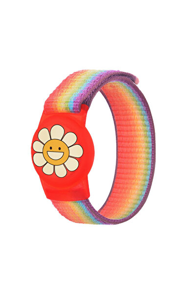 Other Etui na Apple AirTag z paskiem nylonowym na rękę dla dzieci - kwiatek t...