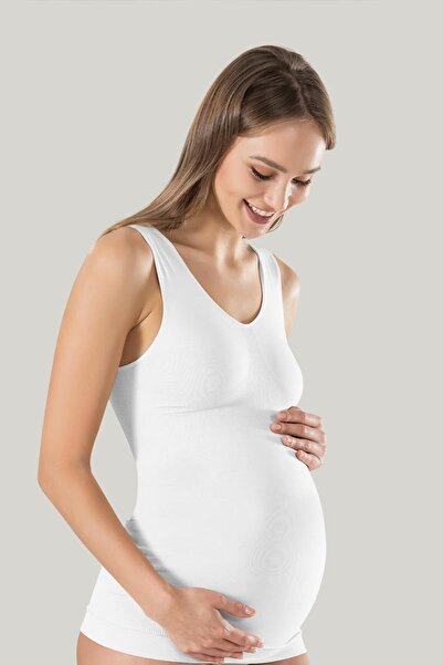 Veille White Maternity Tank Top |   Thick Strap Stitch-Free |   Breathable and Flexible Maternity Underwear