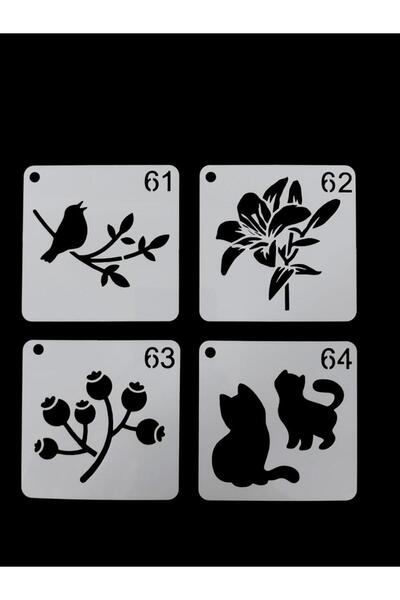 ehobici Çiçek Temalı Stencil Şablon Seti – 4 Parça (7,6 x 7,6 cm)