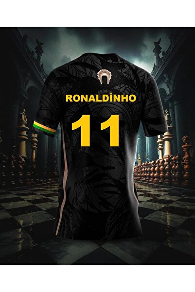 Lion Spor Brazil Special Patterned Black Jersey Women's T-Shirt Ronaldinho 11