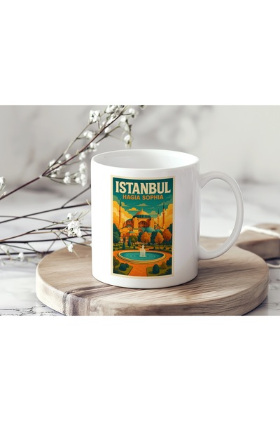 Beramussa Istanbul Hagia Sophia Designed Mug - Vintage Travel Themed City Concept Gift